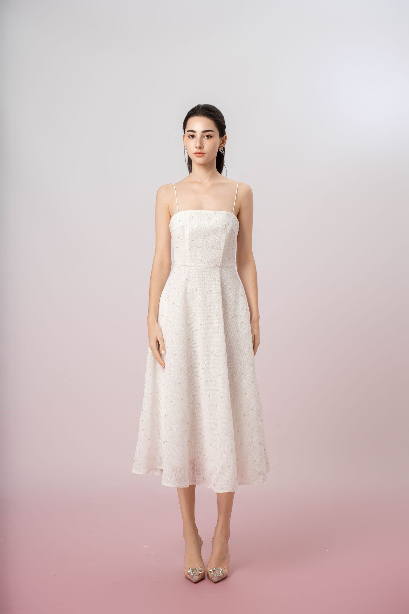 Graciella White Lace Long Dress - Nimisski