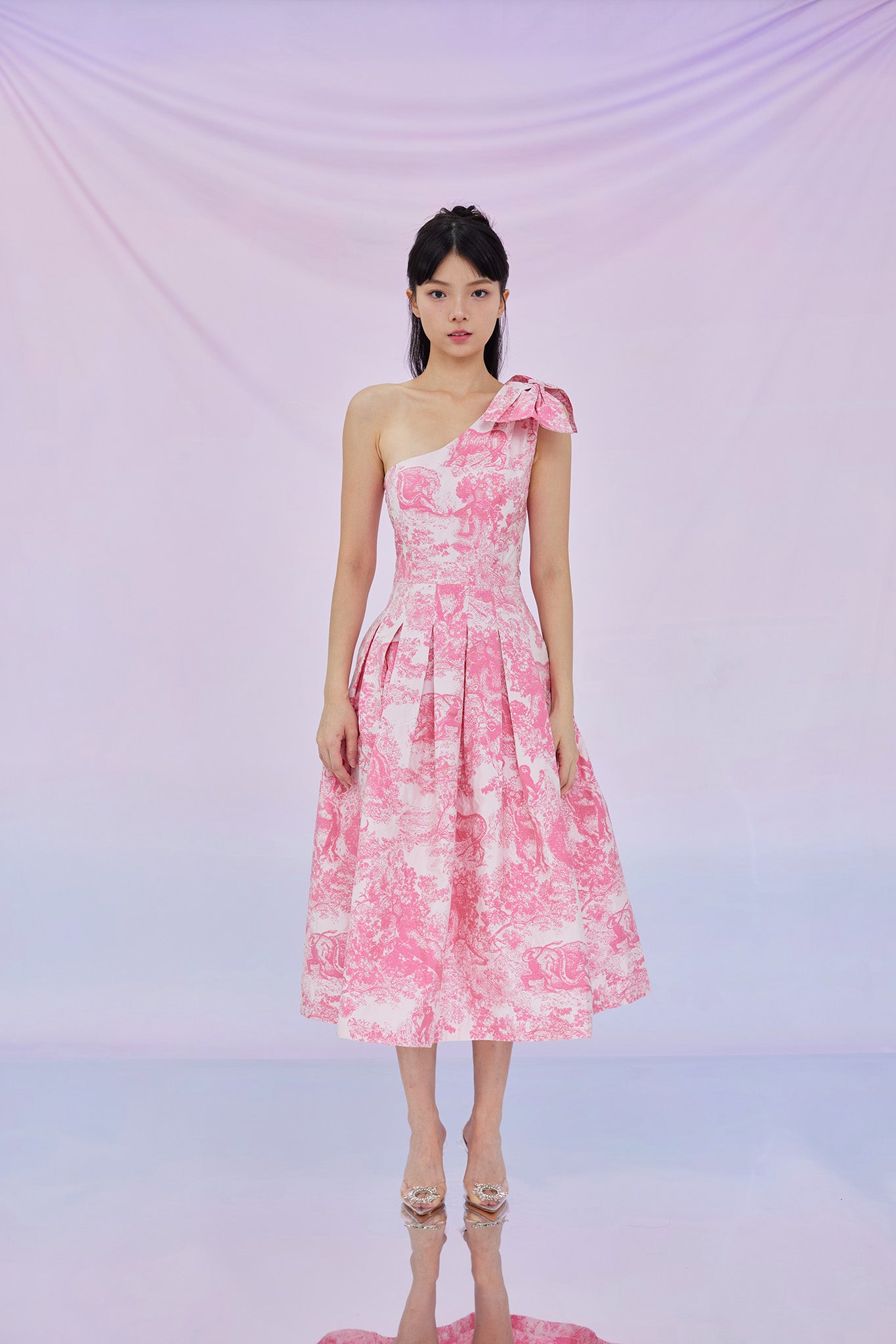 Gwenette Pink Animal Print White Dress