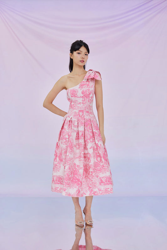 Gwenette Pink Animal Print White Dress