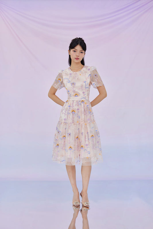 Geovana Pink Mesh Dress