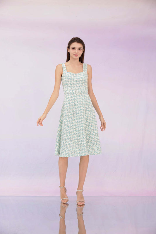Gricelda Turquoise Tweed Dress