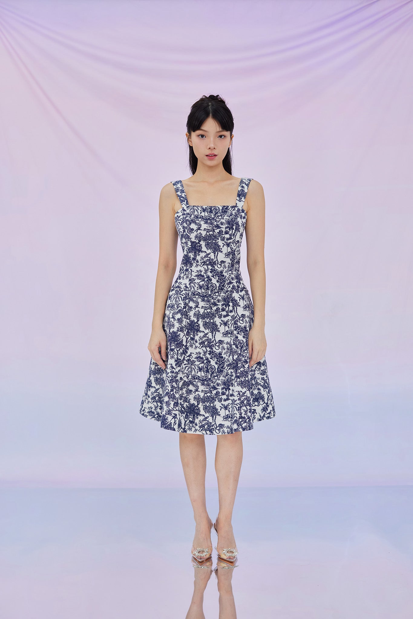 Graziella Navy Print Strapped Dress
