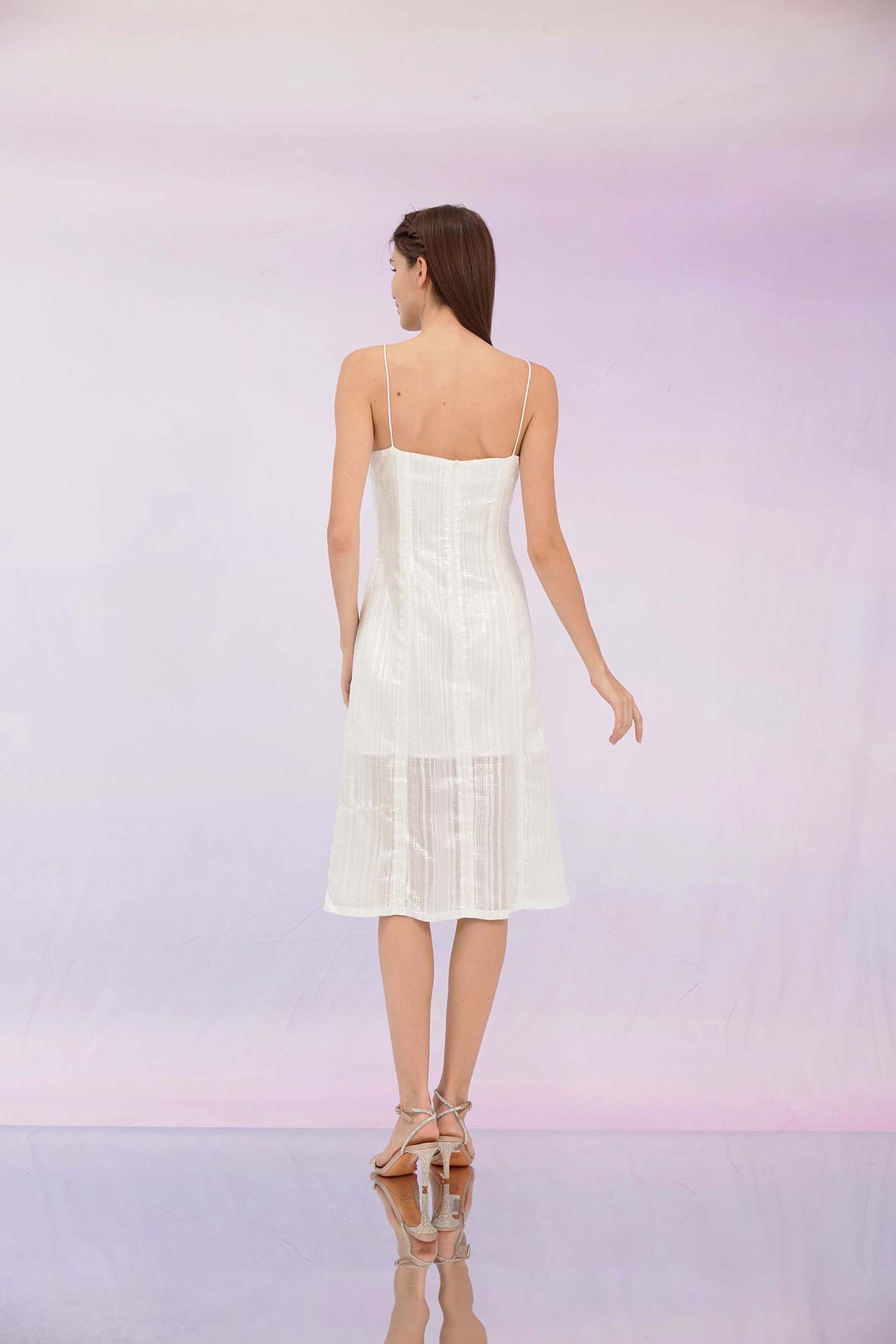 Germaine White Sequin Slip Dress