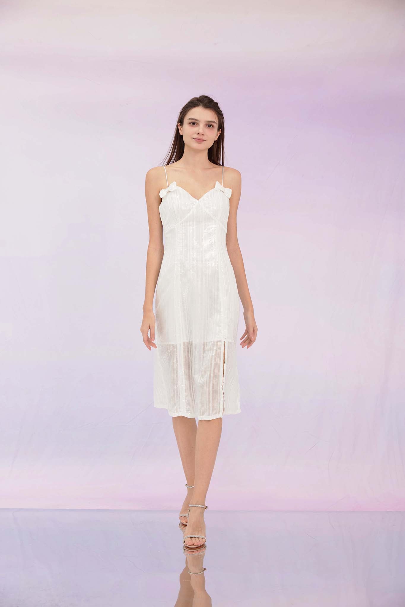 Germaine White Sequin Slip Dress
