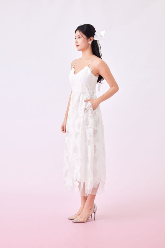 Gana White Flower Lace Dress - Nimisski