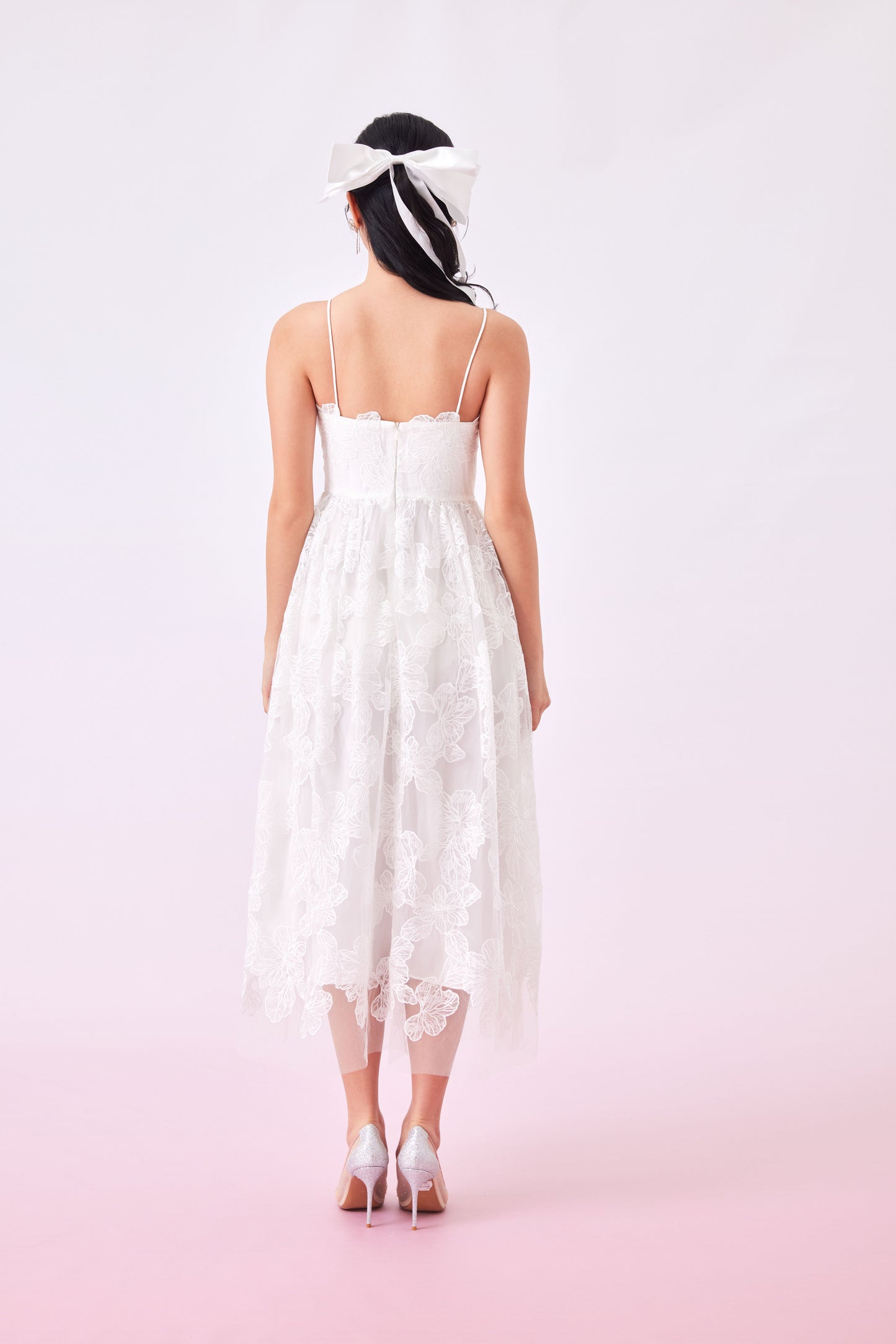 Gana White Flower Lace Dress