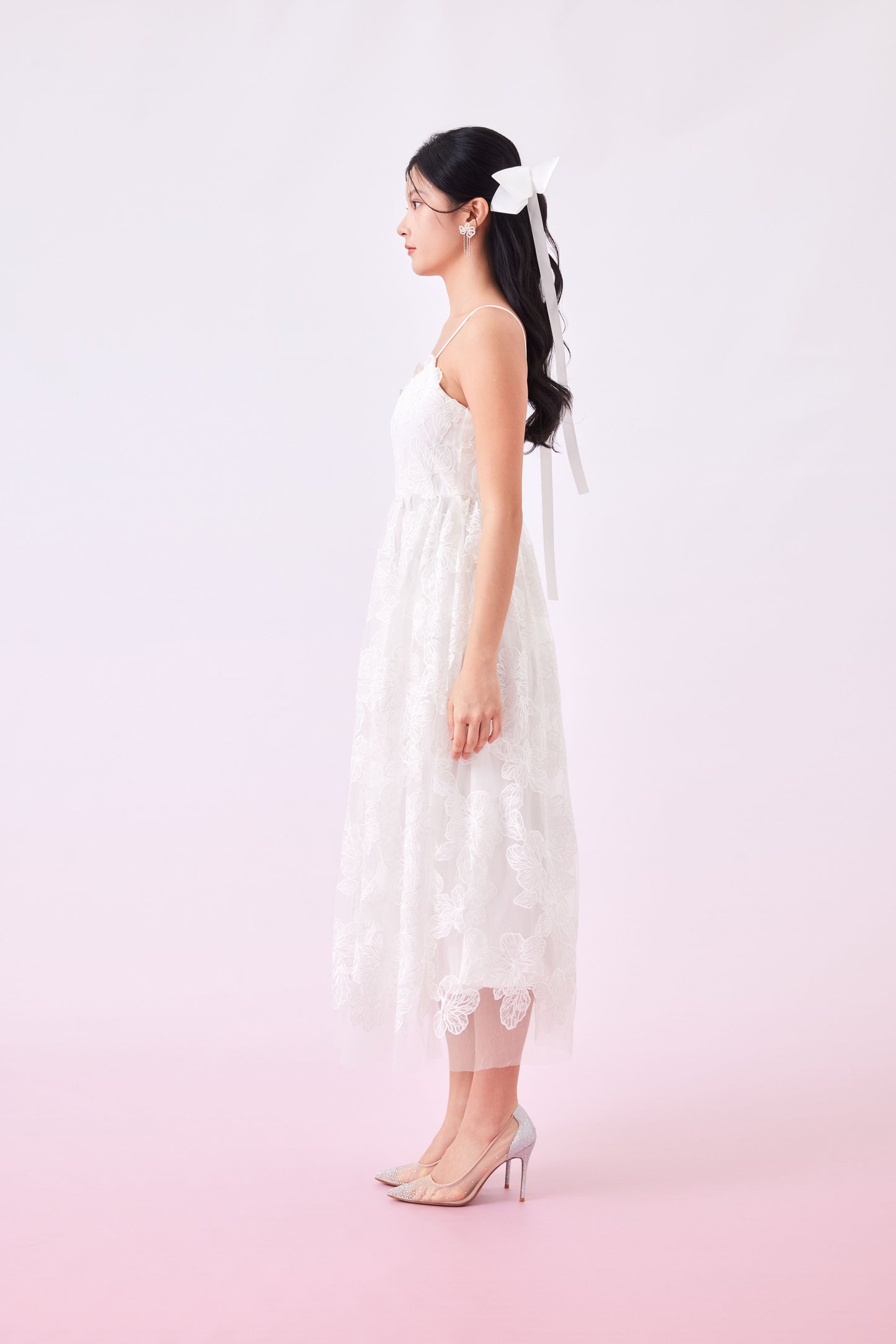 Gana White Flower Lace Dress