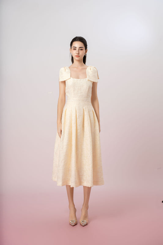 Gwenn Cream U-Neck Dress