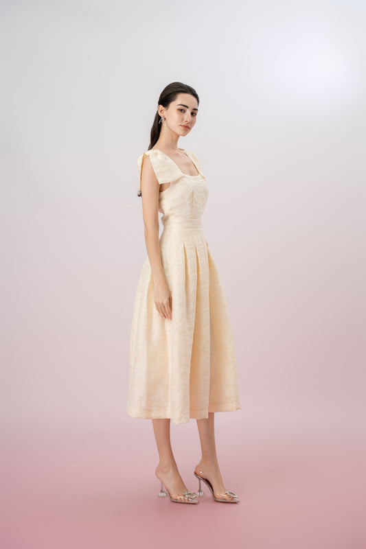 Gwenn Cream U-Neck Dress