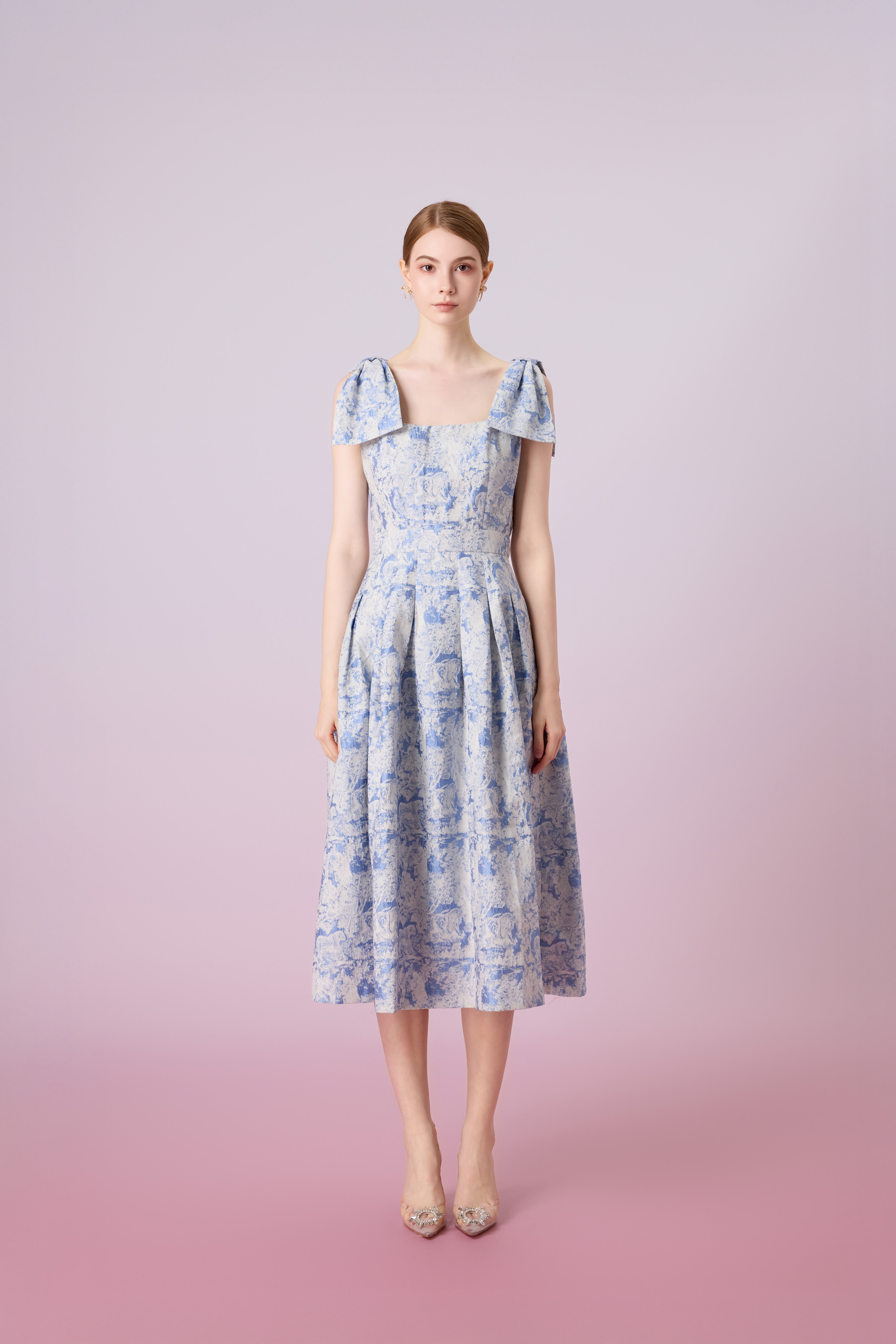 Gwenn White Animal Print In Blue Dress