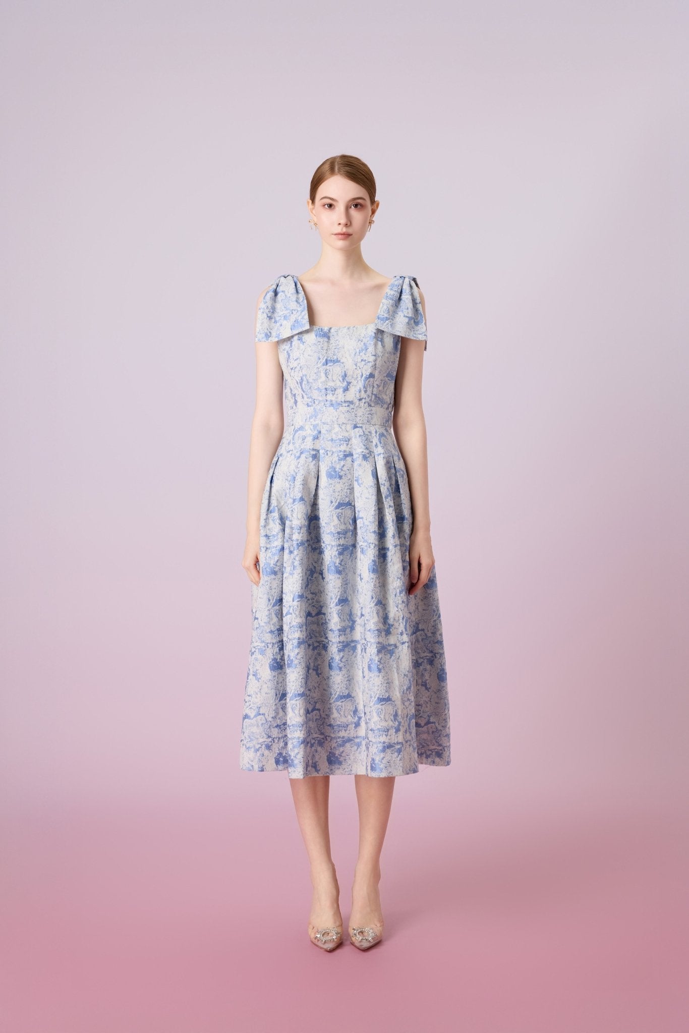 Gwenn White Animal Print In Blue Dress - Nimisski