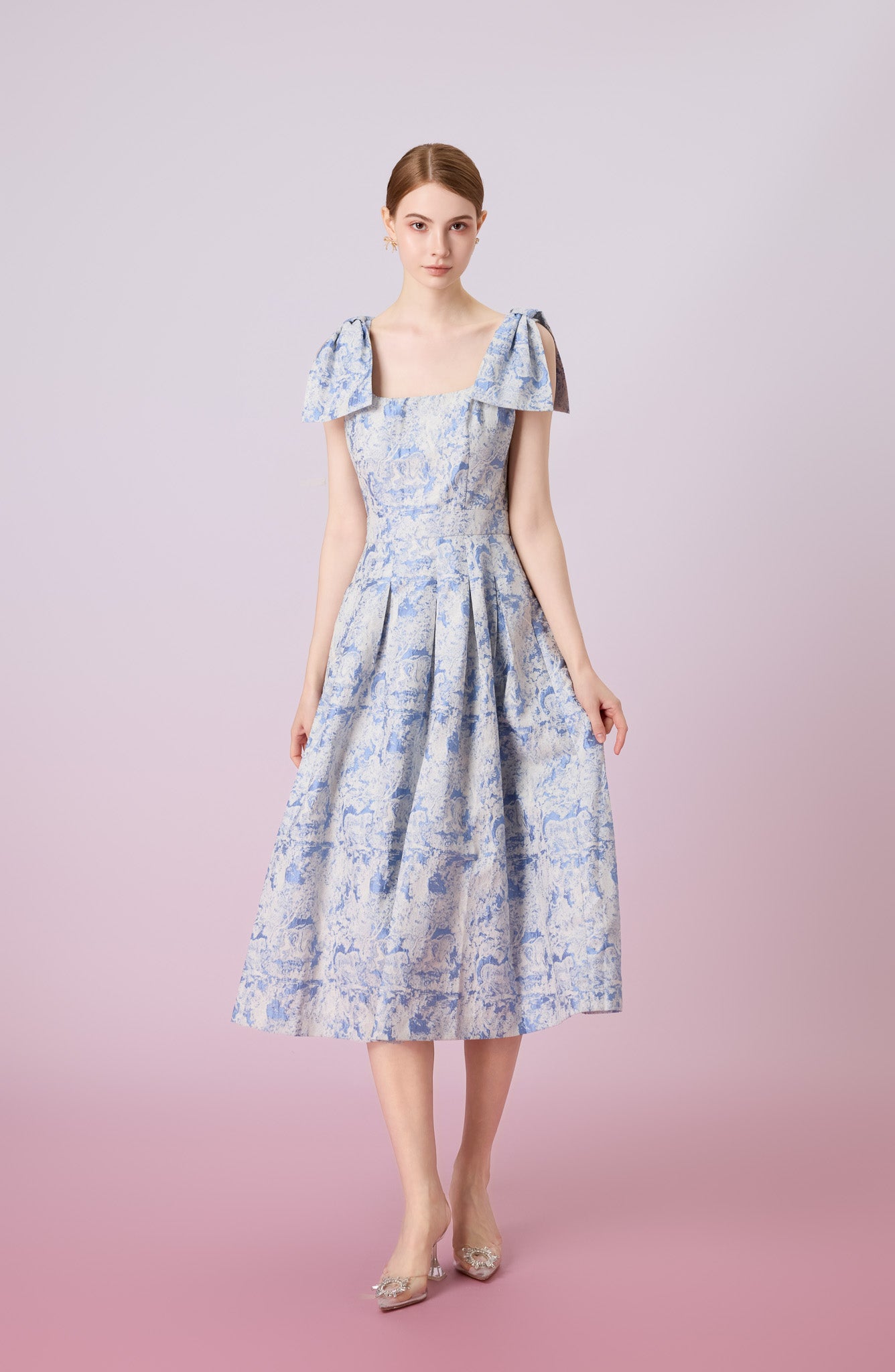 Gwenn White Animal Print In Blue Dress