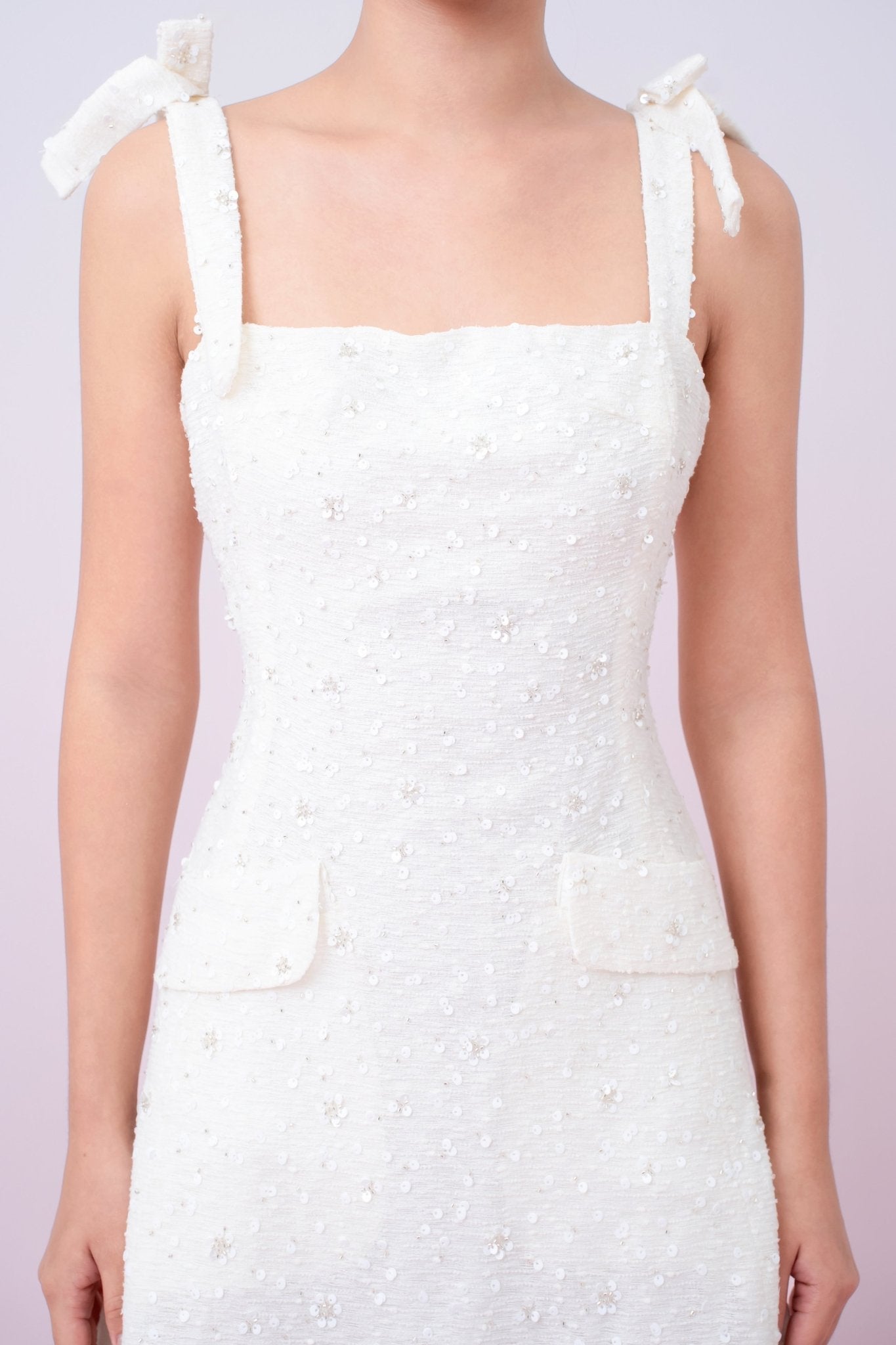 Graciana Cream Embellished Mini Dress - Nimisski