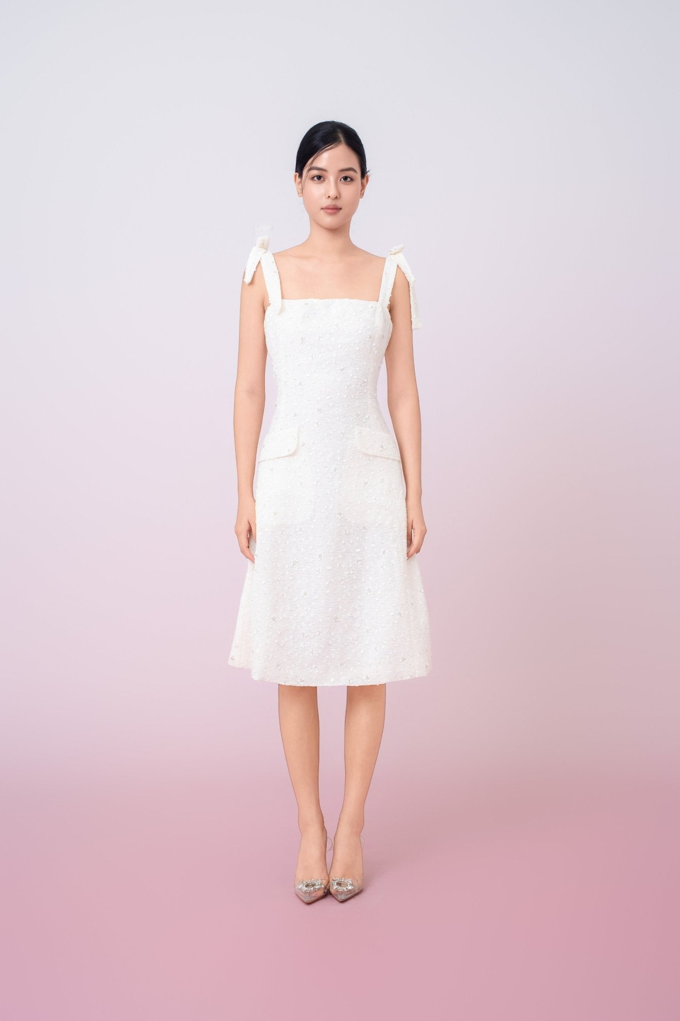 Graciana Cream Embellished Mini Dress - Nimisski