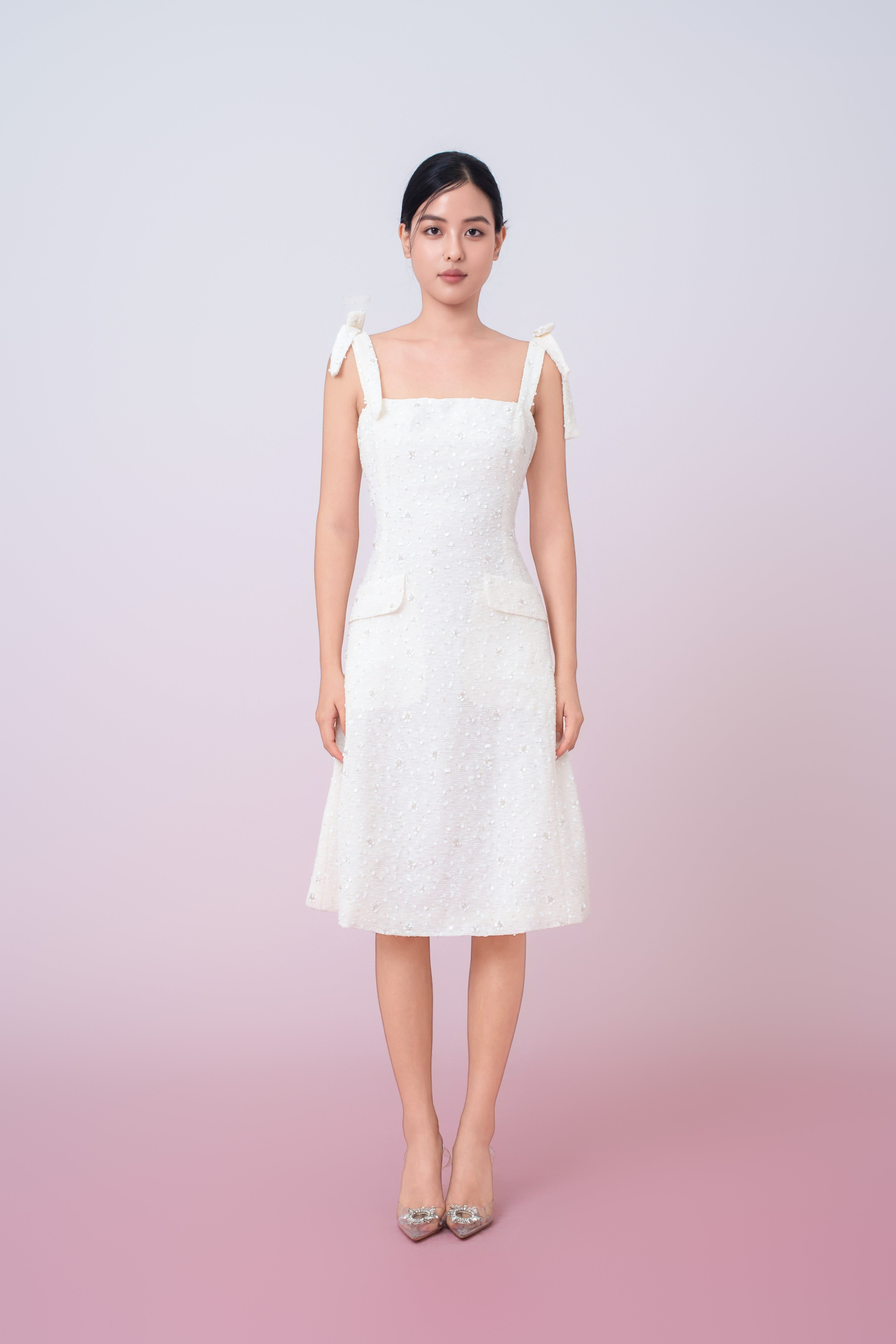 Graciana Cream Embellished Mini Dress