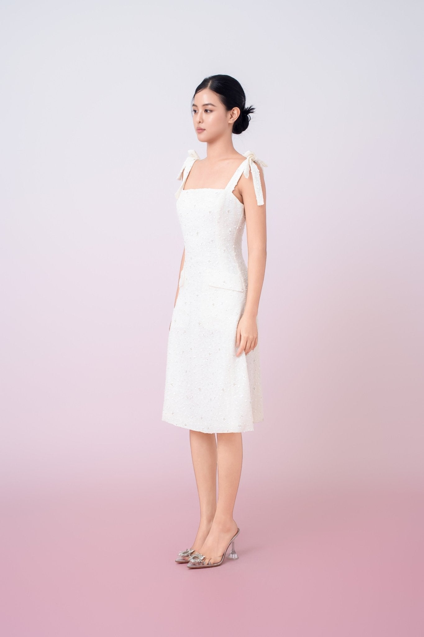 Graciana Cream Embellished Mini Dress - Nimisski