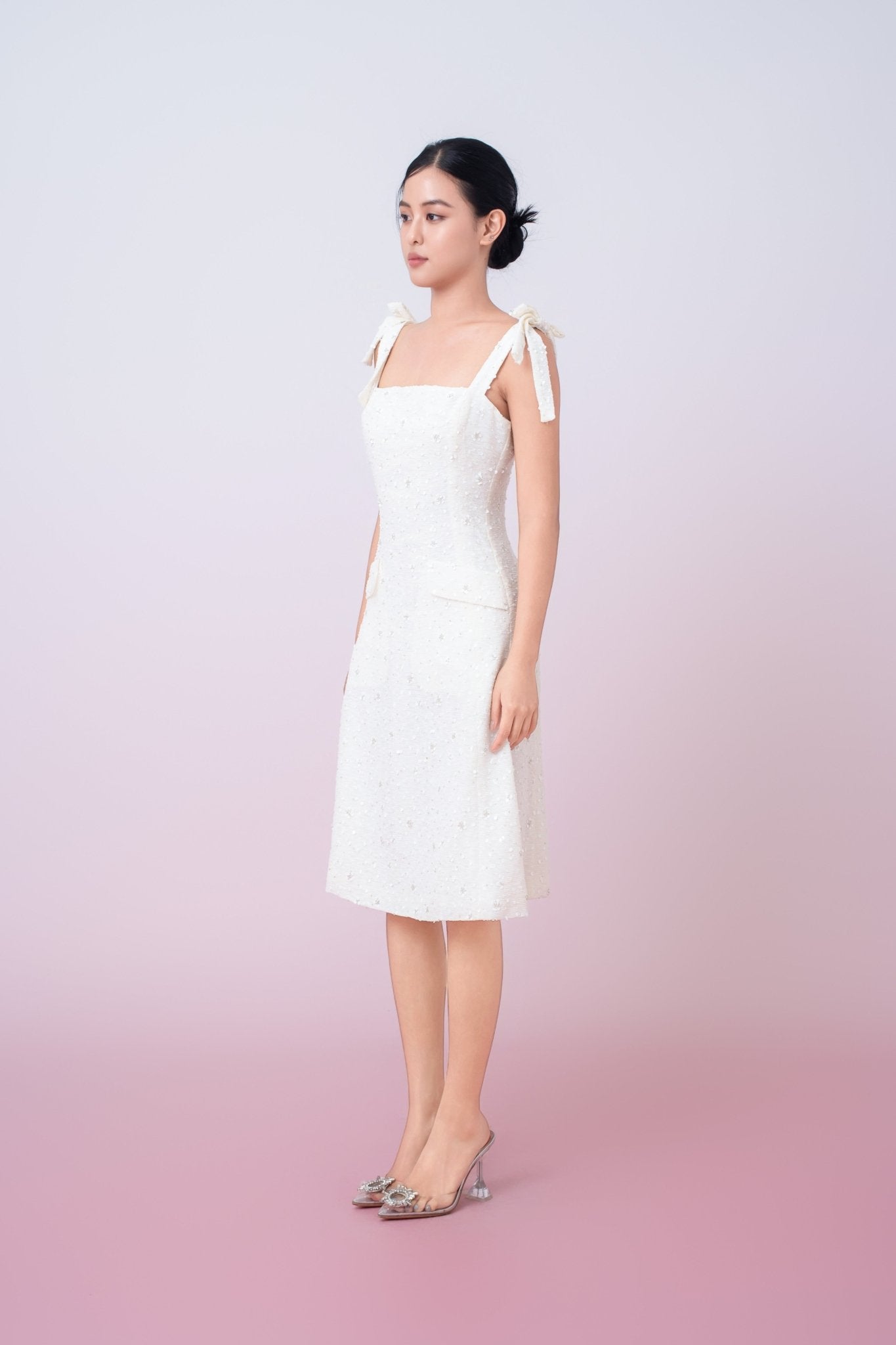 Graciana Cream Embellished Mini Dress - Nimisski