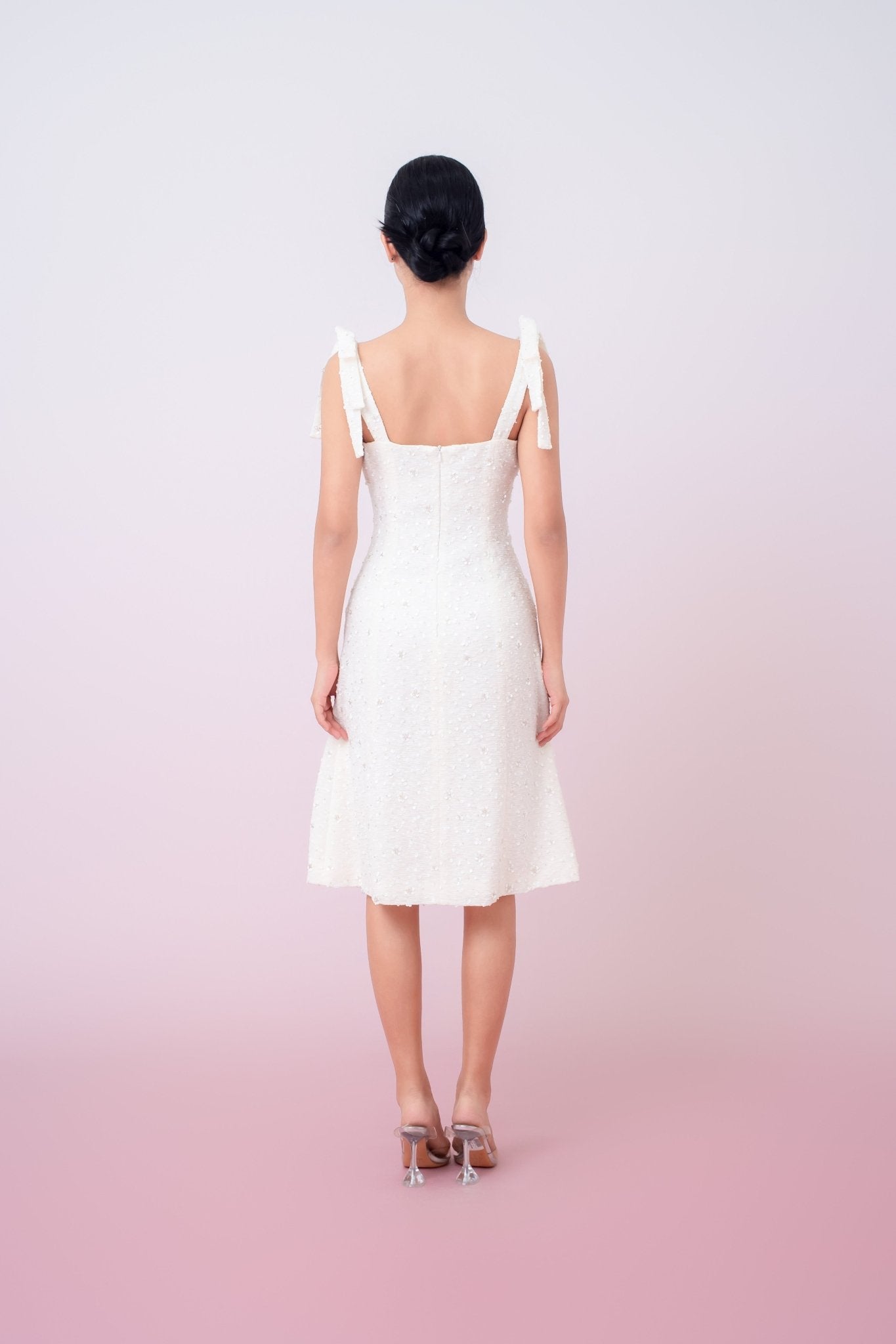 Graciana Cream Embellished Mini Dress - Nimisski