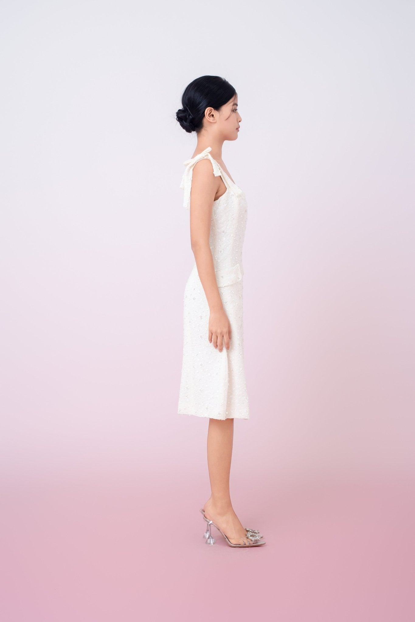 Graciana Cream Embellished Mini Dress - Nimisski