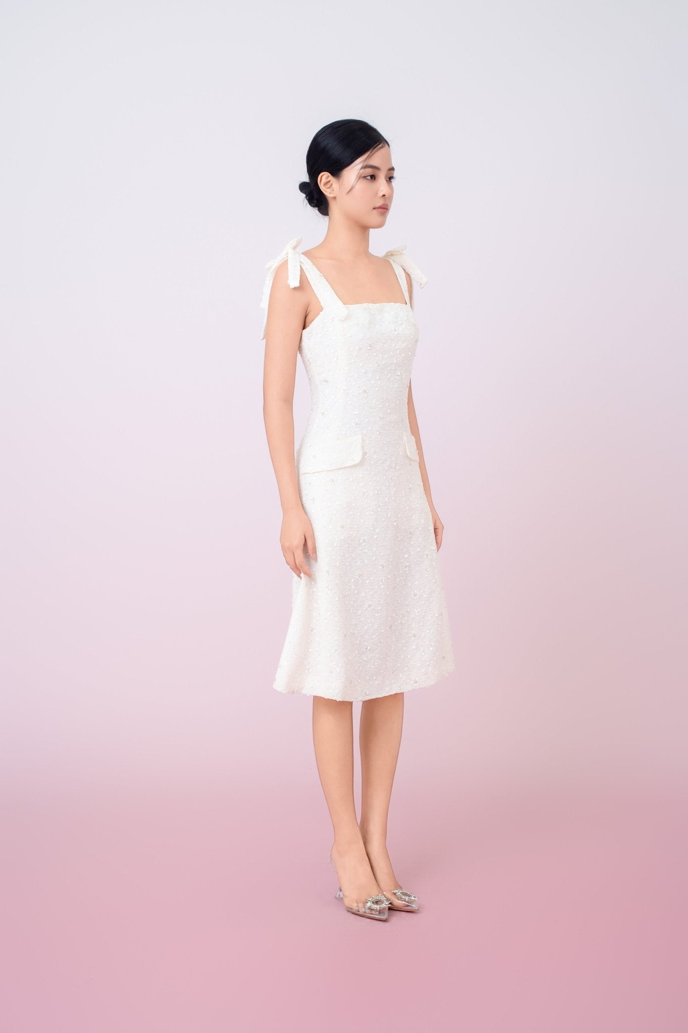 Graciana Cream Embellished Mini Dress - Nimisski