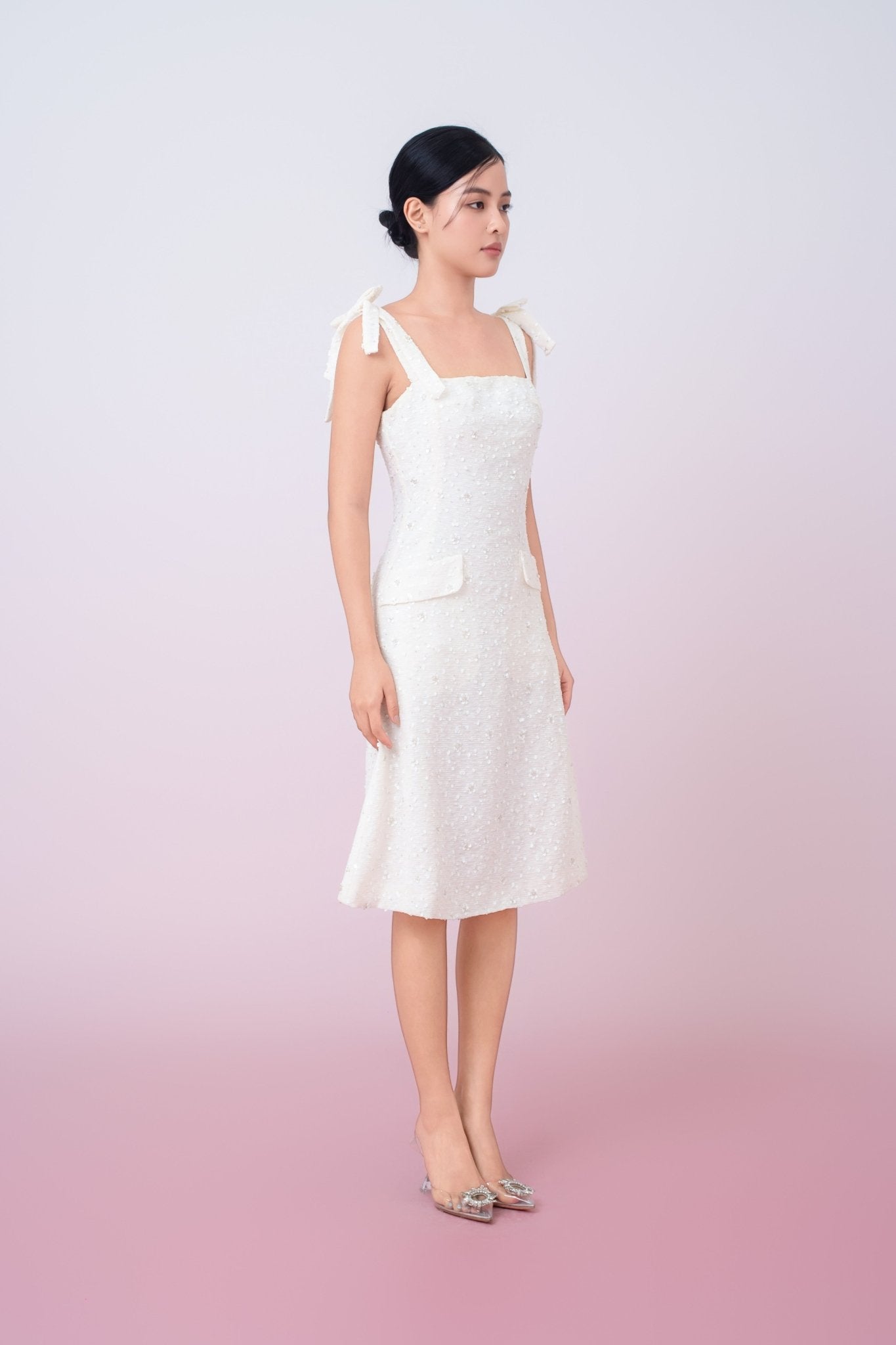 Graciana Cream Embellished Mini Dress - Nimisski