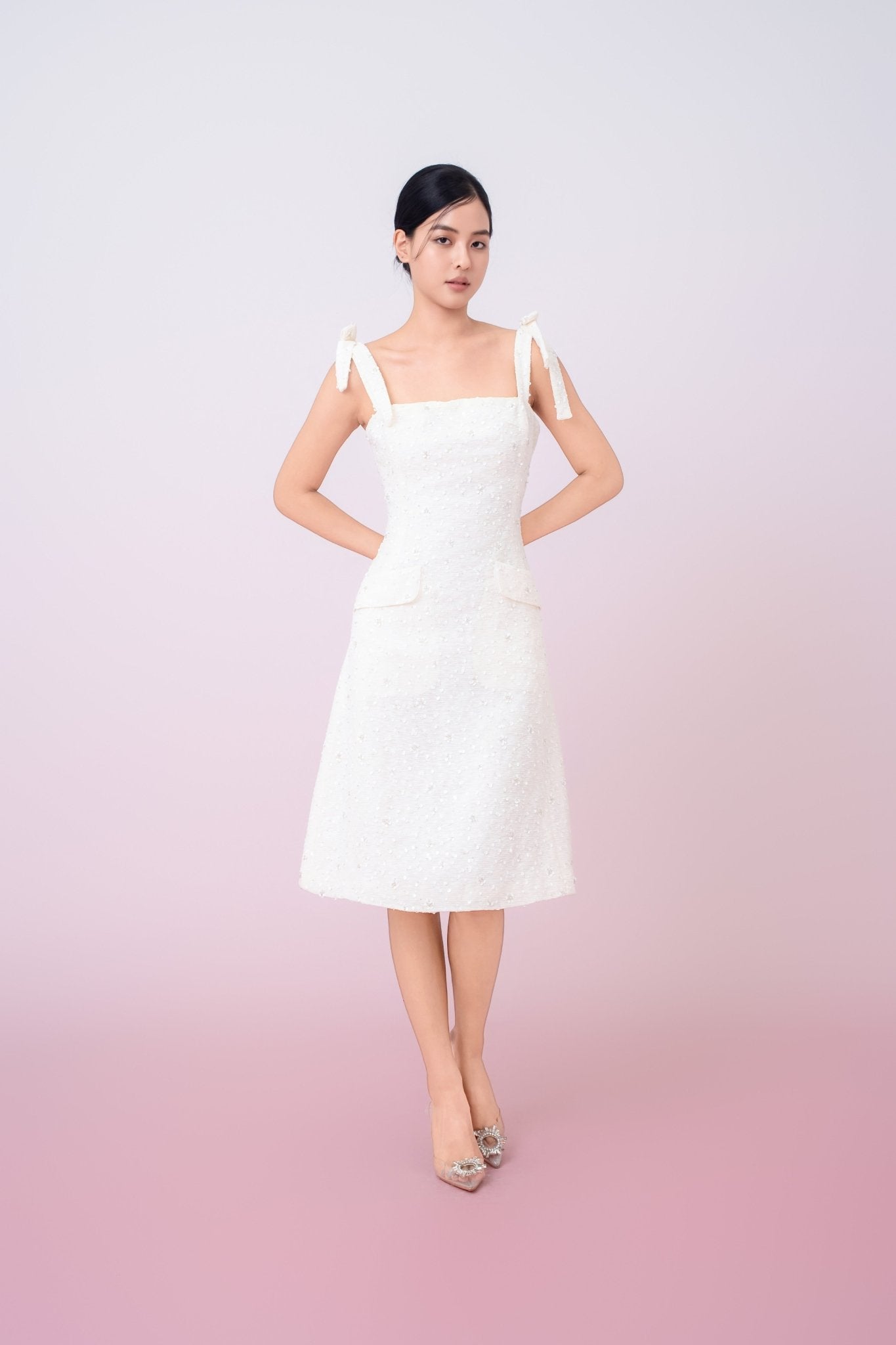 Graciana Cream Embellished Mini Dress - Nimisski