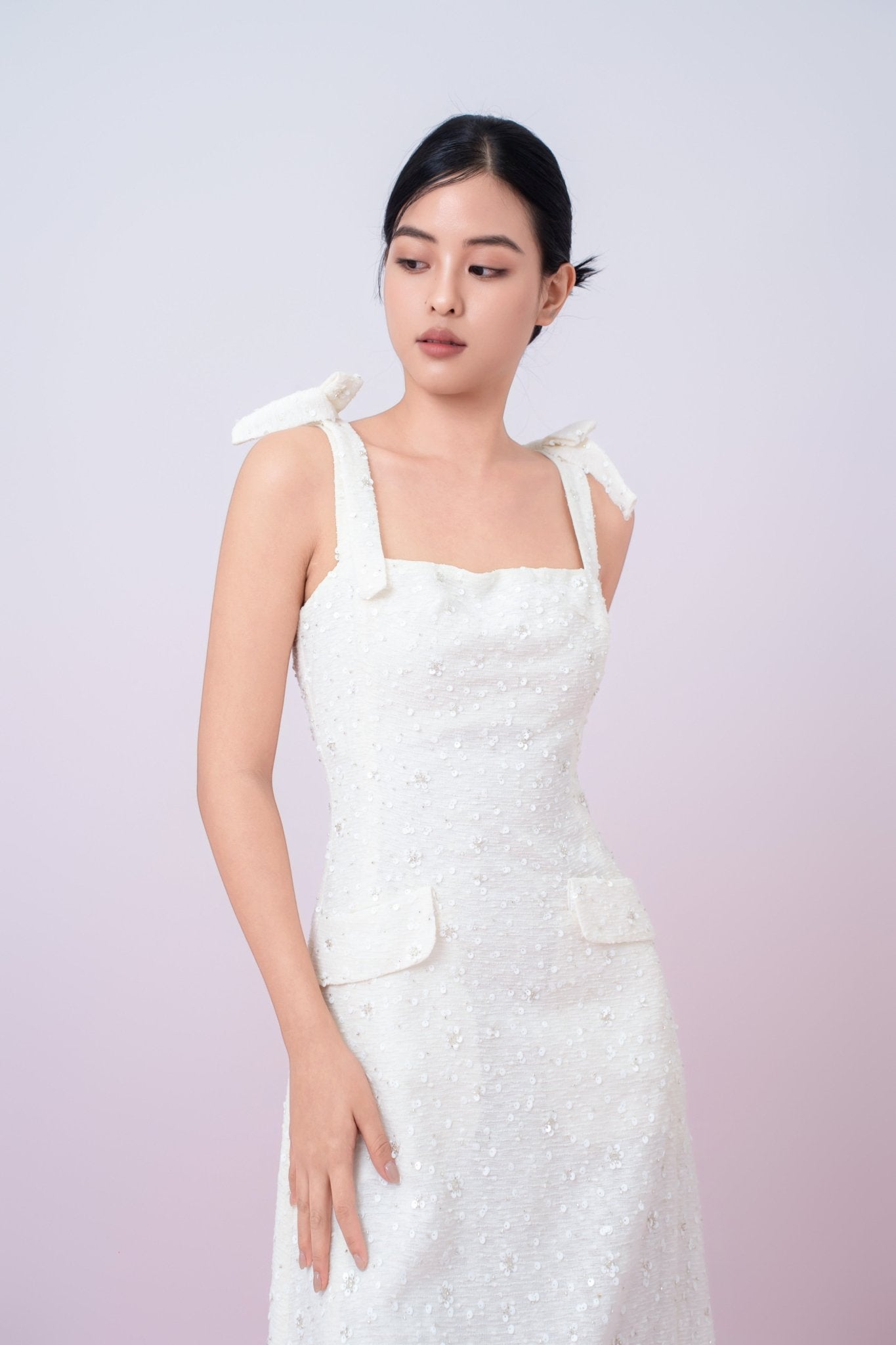 Graciana Cream Embellished Mini Dress - Nimisski