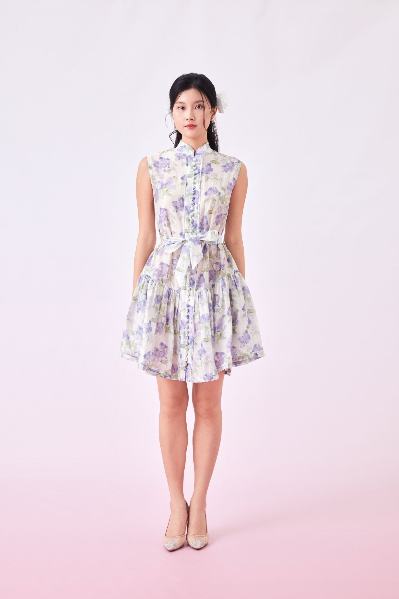 Gitel Purple Floral Mini Dress - Nimisski