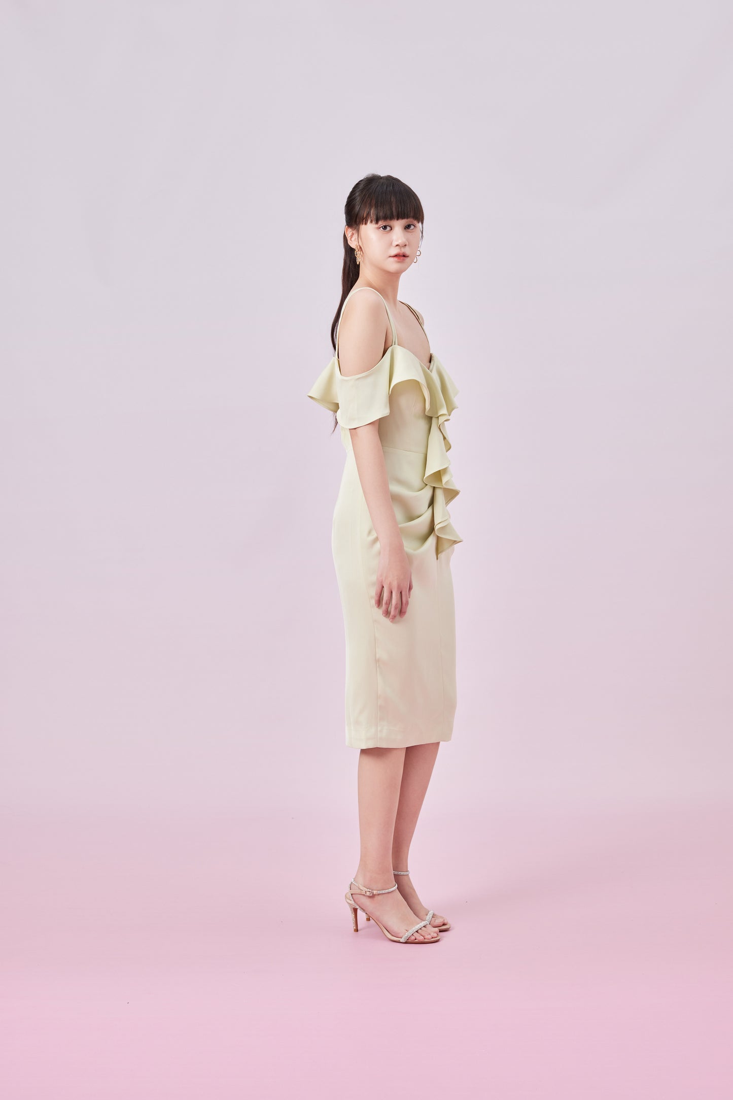 Gaenor Green Off-Shoulder Dress