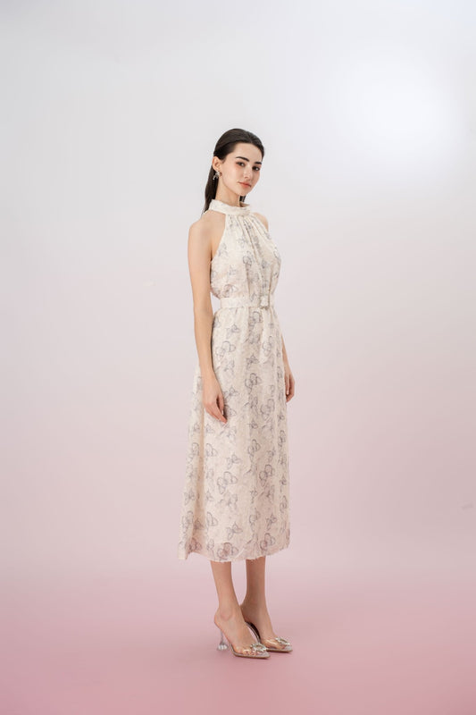 Geertruida Butterfly Print White Dress - Nimisski