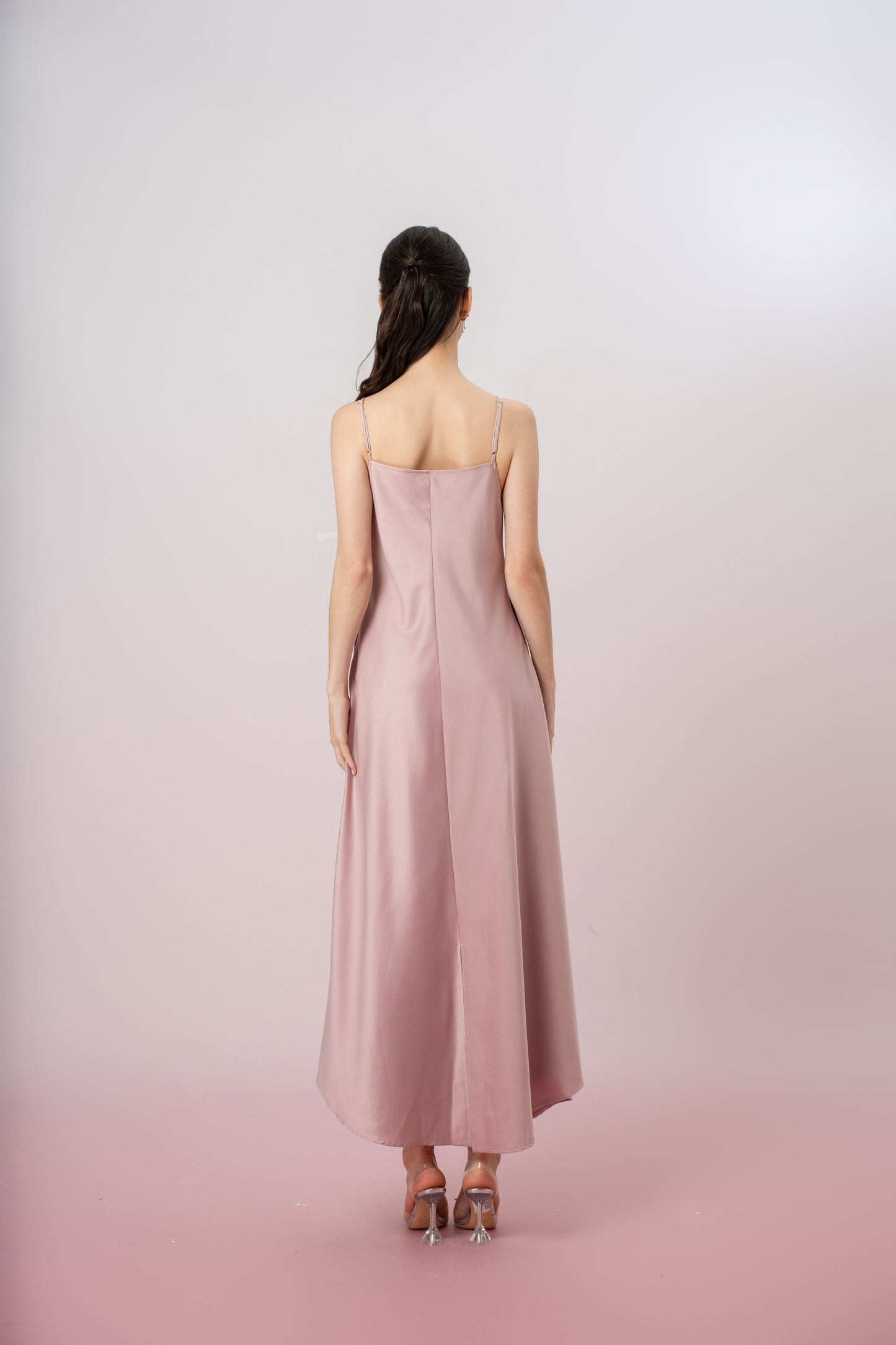 Ivelisse Pink Sateen Panel Slip Dress