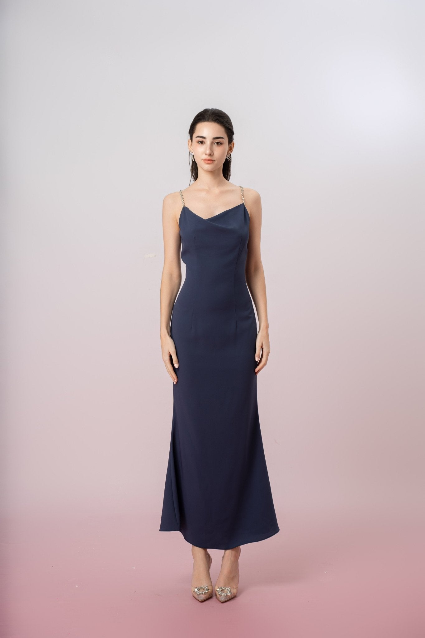 Jacketta Navy Embellishmen Strap Dress - Nimisski