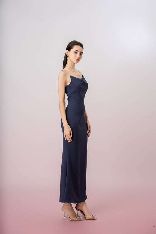 Jacketta Navy Embellishmen Strap Dress - Nimisski