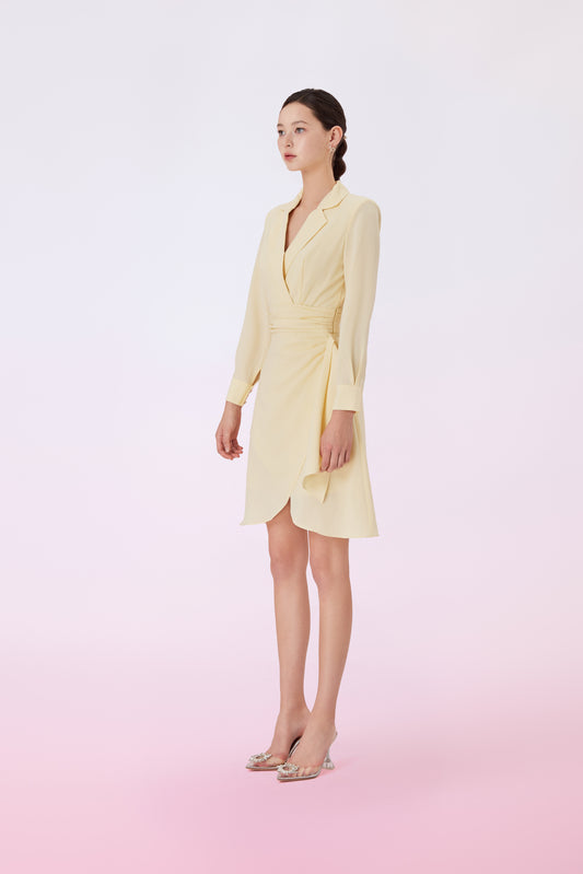 Gambhira Yellow Wrap Long Sleeve Dress