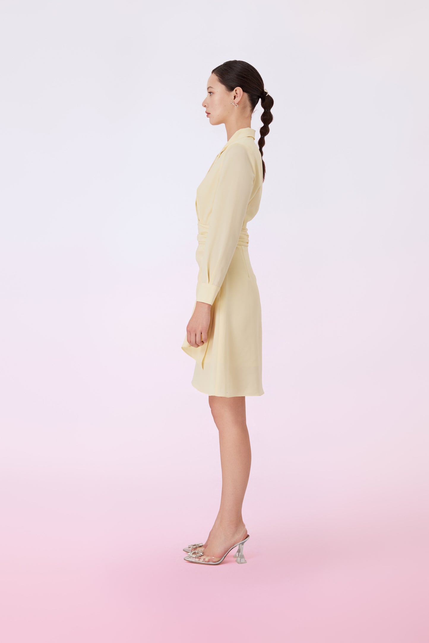 Gambhira Yellow Wrap Long Sleeve Dress