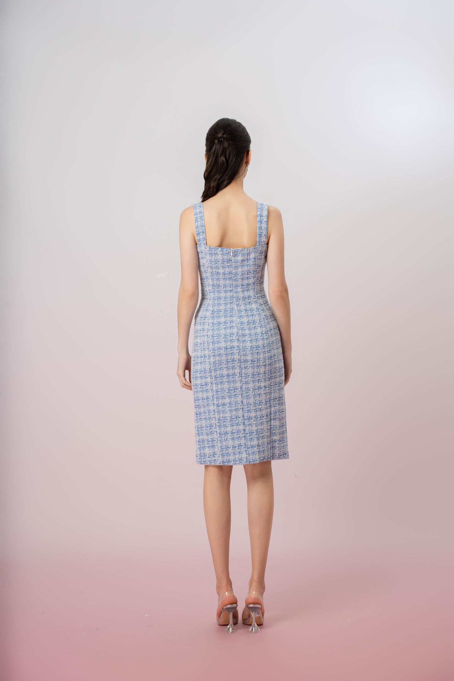 Ghislain Blue Tweed Strap Dress