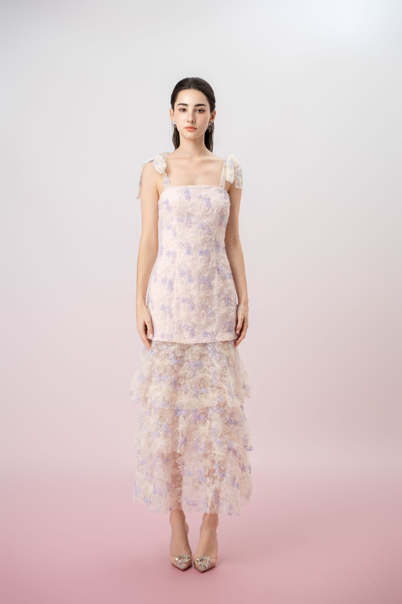 Henriette Purple Squin Tier Dress - Nimisski