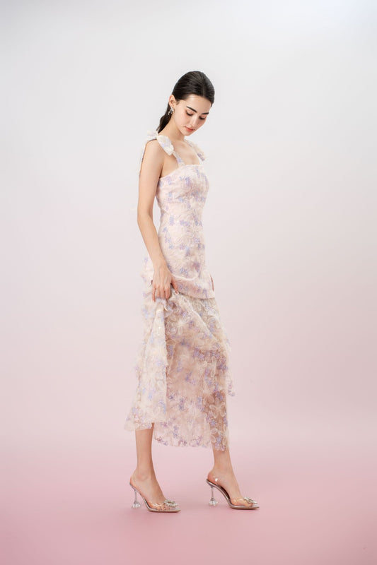 Henriette Purple Squin Tier Dress - Nimisski