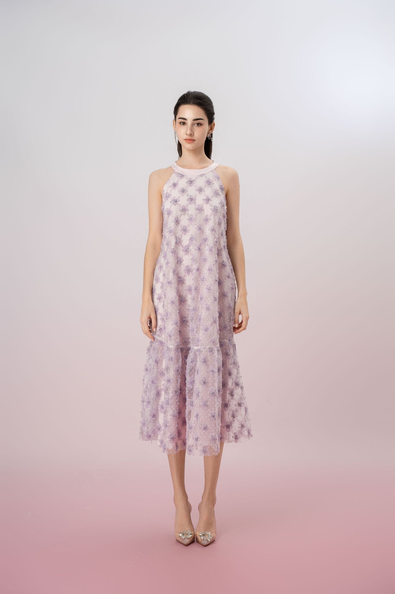 Hilaire Purple Halter Neck Dress - Nimisski