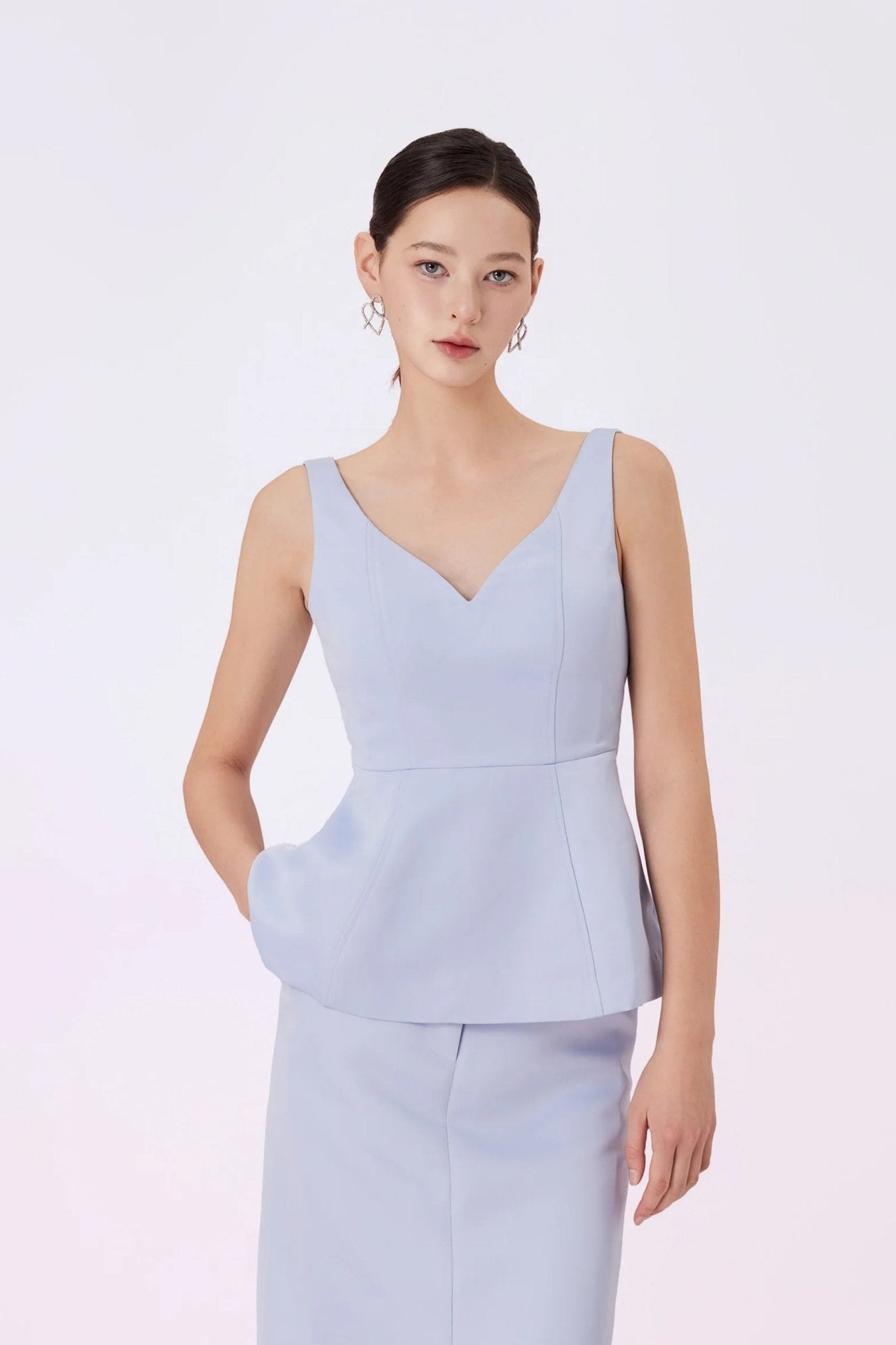 Gennelle Blue Violet V Neck Top - Nimisski