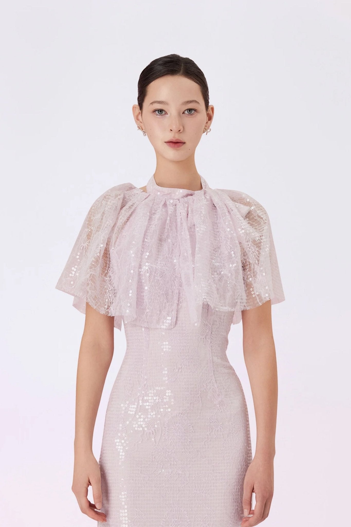 Gallia Light Plum Sequins Cape - Nimisski