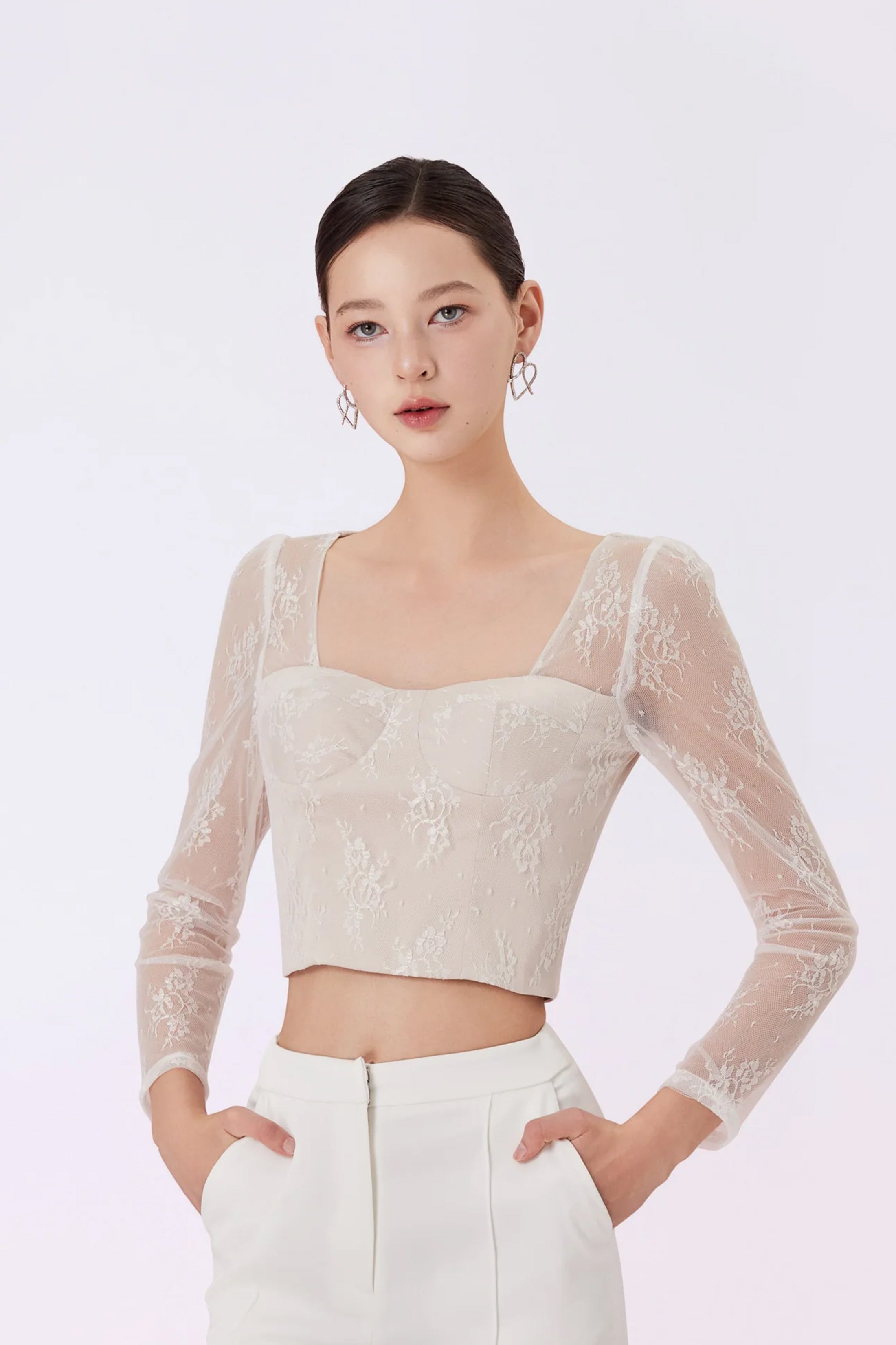 Genette Cream Flower Lace Top