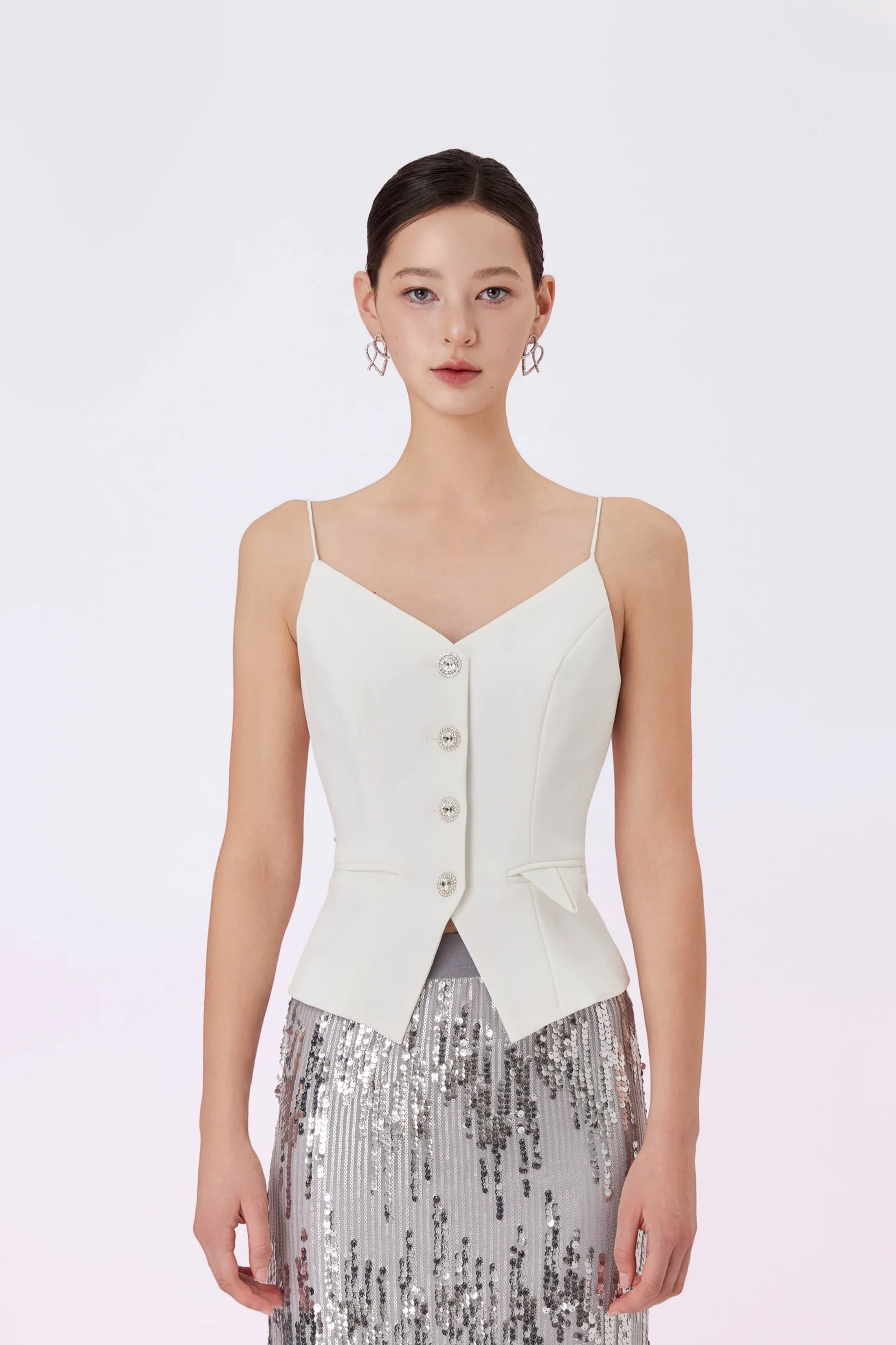 Gaila White Spaghetti Strap Top