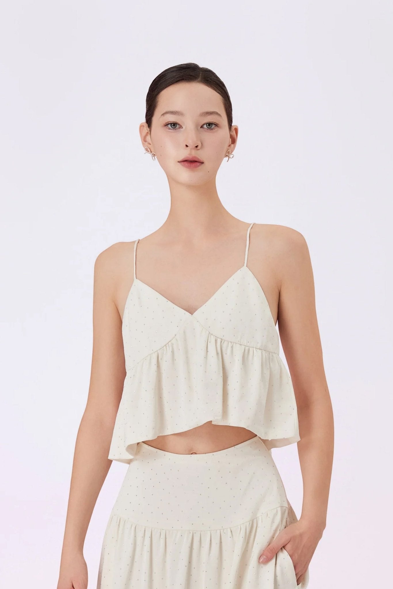 Gallya Cream Twinkle Spaghetti Top - Nimisski