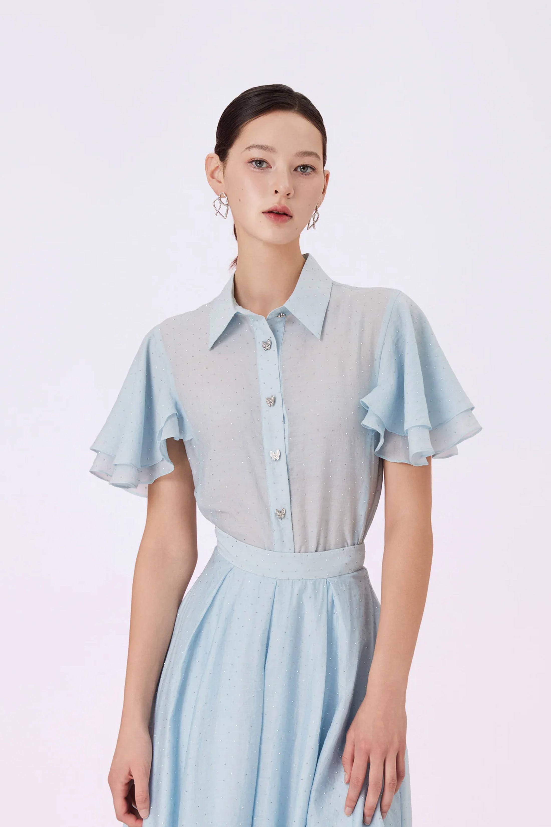 Garlande Blue Twinkle Flare Sleeve Shirt