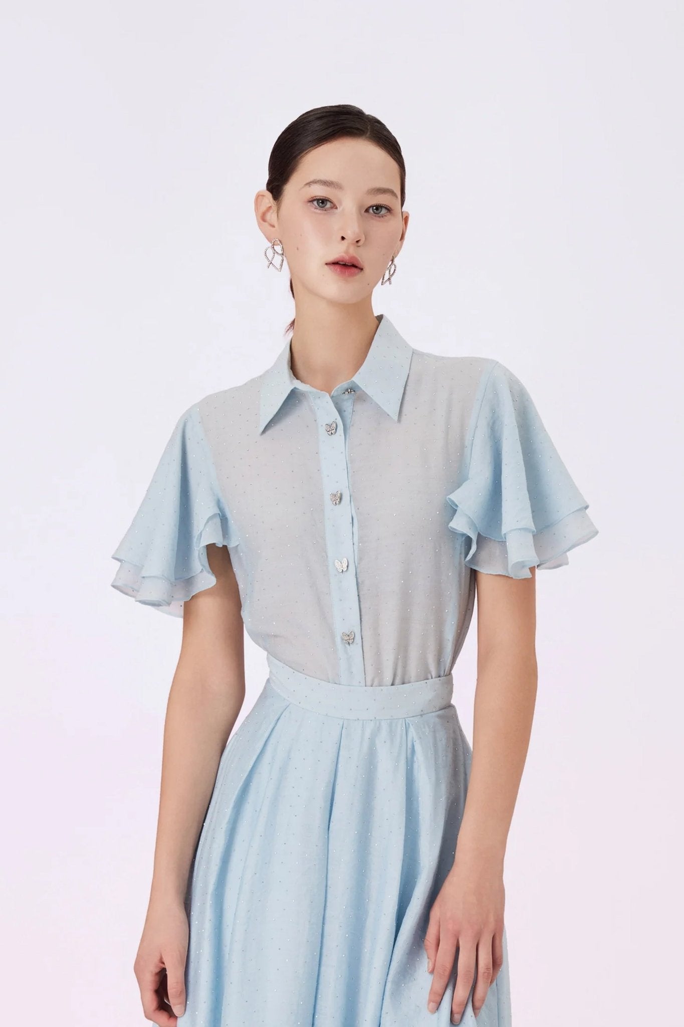 Garlande Blue Twinkle Flare Sleeve Shirt - Nimisski