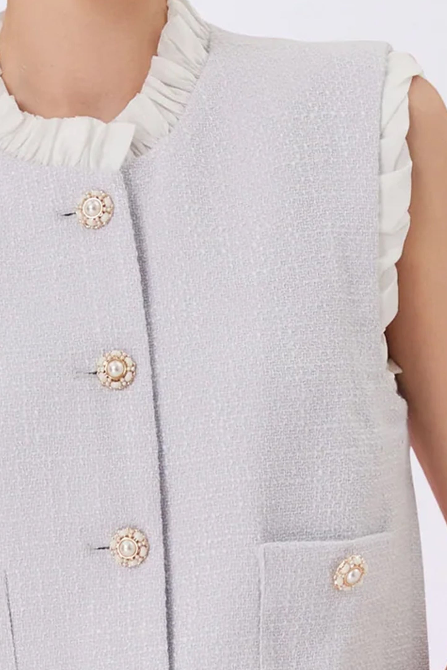 Ghislaine Blue Tweed Sleeveless Top