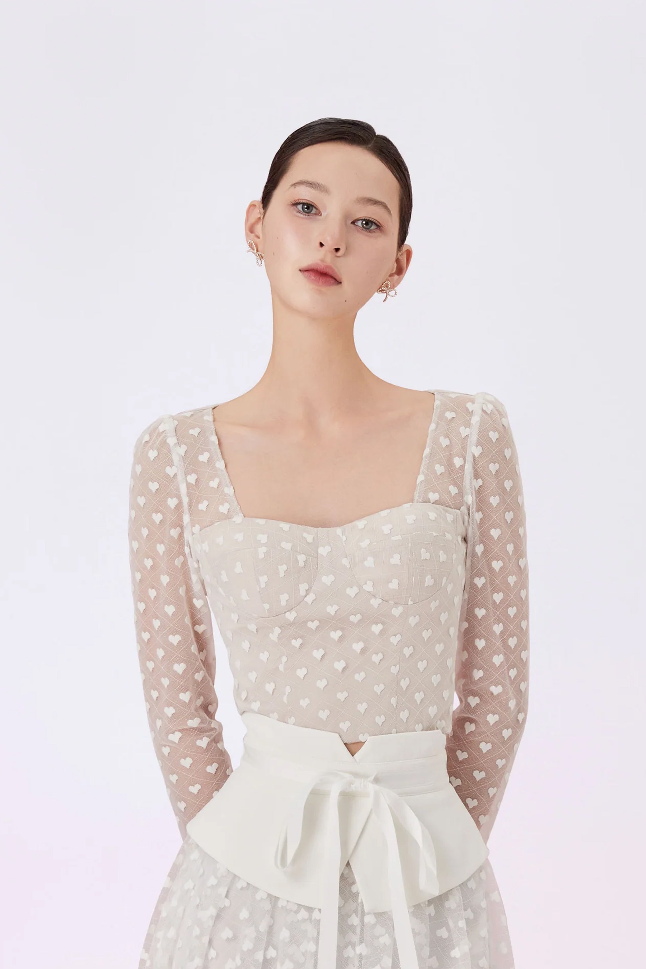 Genette Cream In Heart Lace Top