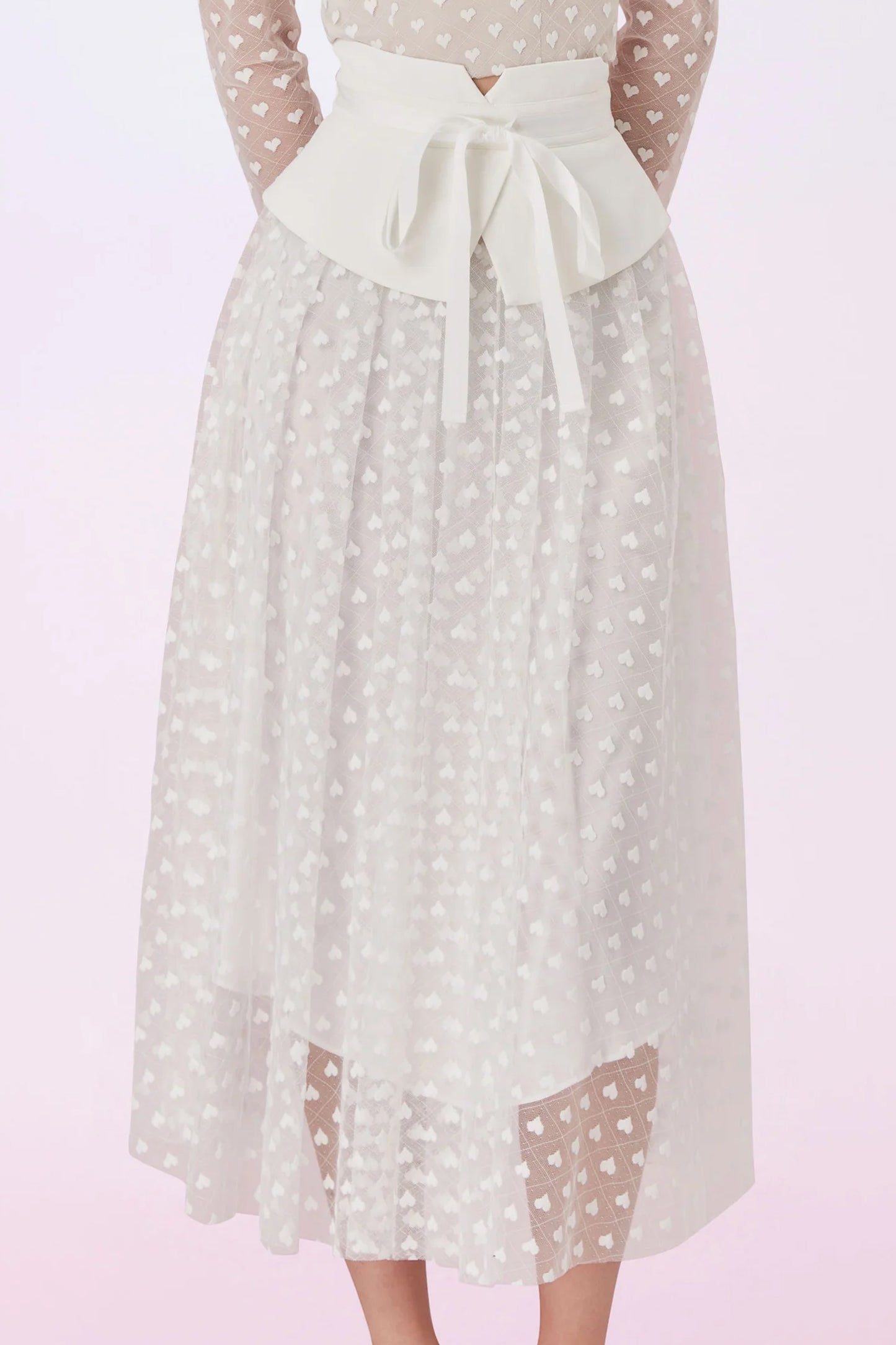 Ginnie White Heart Lace Long Skirt