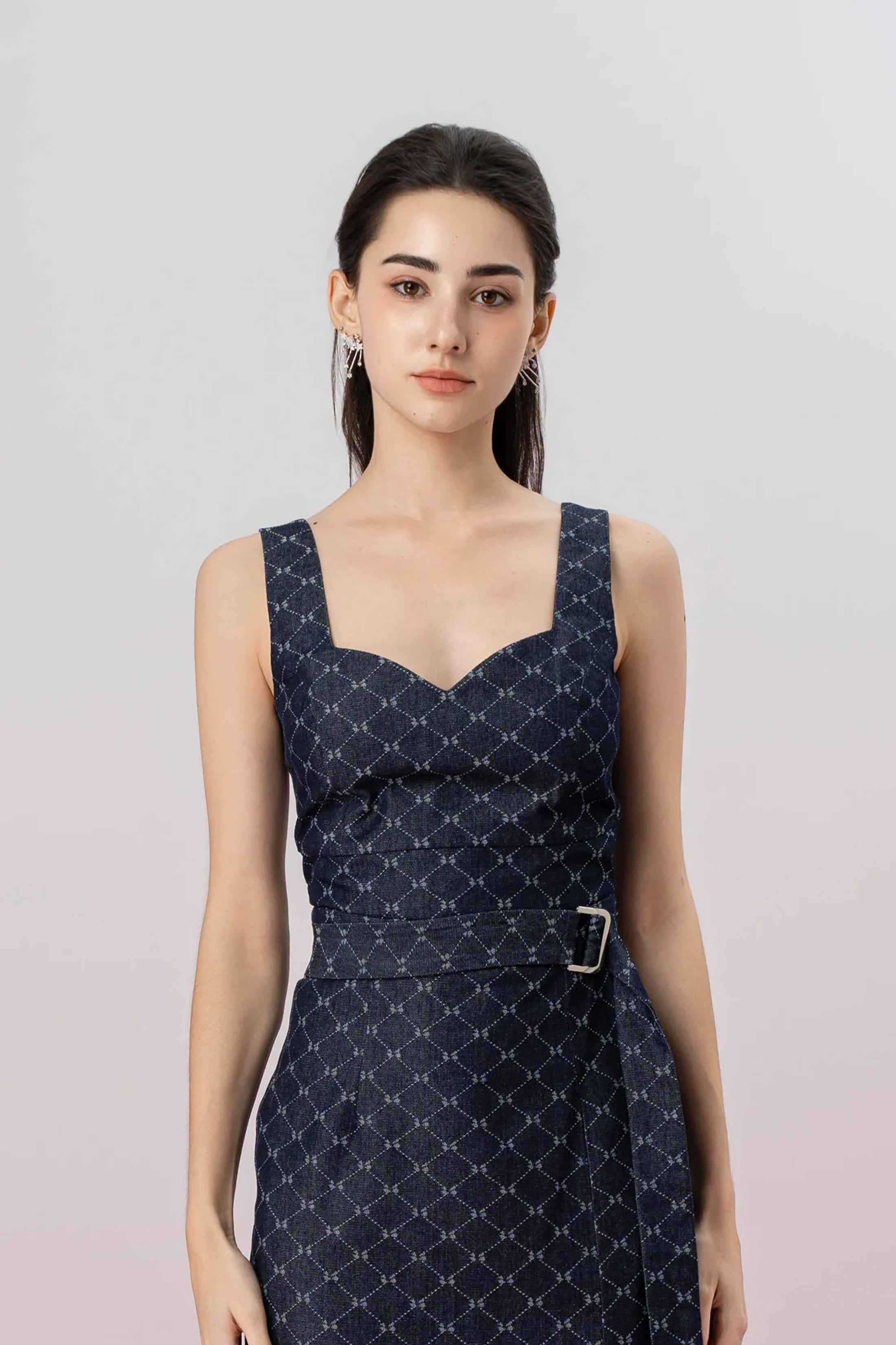 Jacalyn Dark Blue Denim Strap Top